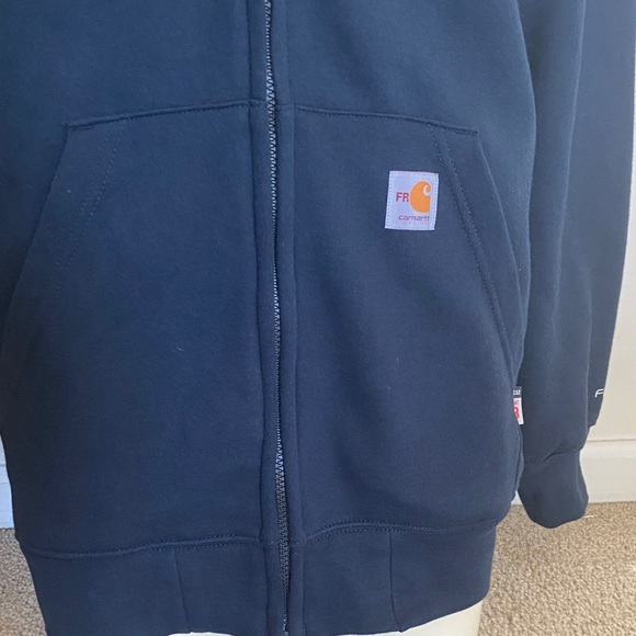 Carhartt Men's Navy Fire Retardant Hooded Jacket - Picture 2 of 9